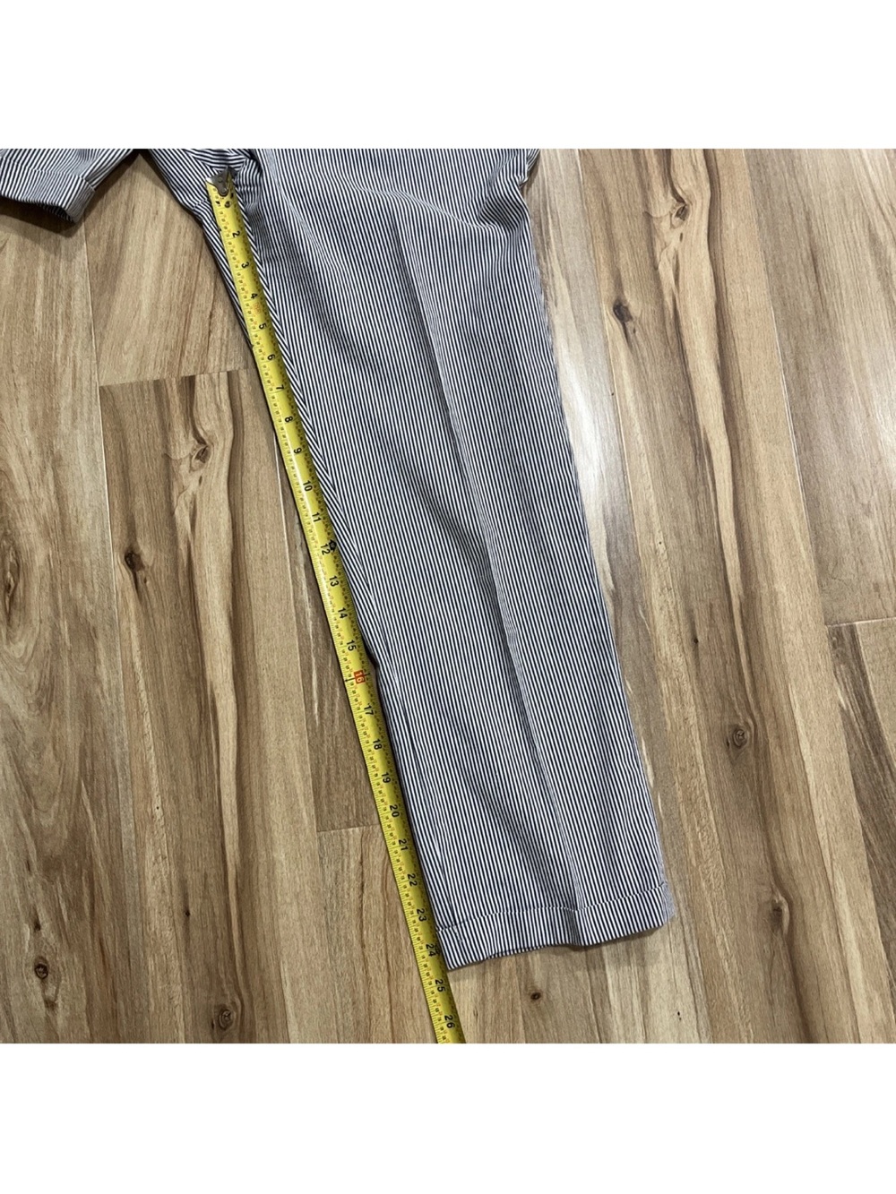 Grace Women's Blue White Pinstriped Ankle Pants - Picture 9 of 13